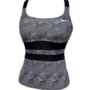 Nike Black & White Striped Swimsuit Top Tank Takini Women's size Small
